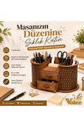 Çekmeceli Ahşap Kalemlik - Masaüstü Düzenleyici ve Organizer + MES Akademi Eğitim Seti Hediye!