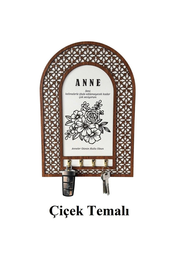 MES Akademi Yapay Zeka Eğitim Seti Hediyeli Annelere Özel Dekoratif Ahşap Anahtarlık Askılığı