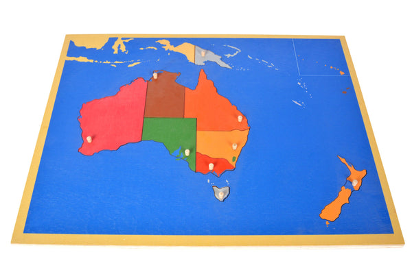 Avustralya Kıtası Puzzle Ve Çalışma Kartları - Doğal Ahşap Montessori Eğitim Aracı