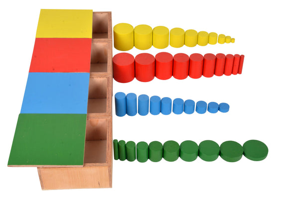 Renkli Silindirler - Doğal Ahşap Montessori Eğitim Aracı