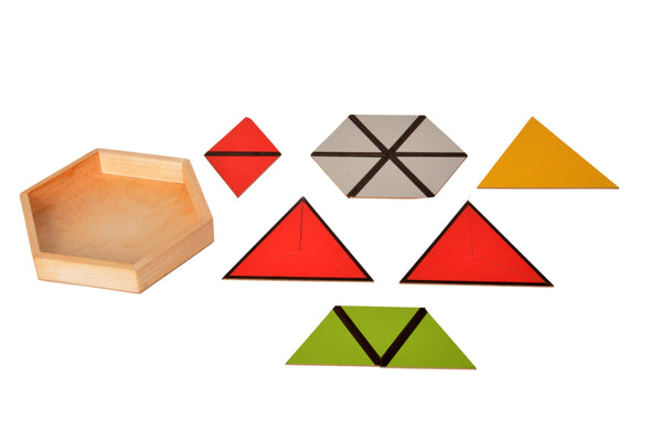 Yapıcı Üçgenler set 5(Küçük Altıgen) - Doğal Ahşap Montessori Eğitim Aracı