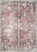 Vufu Red Bordered Washable Polyester Area Rug