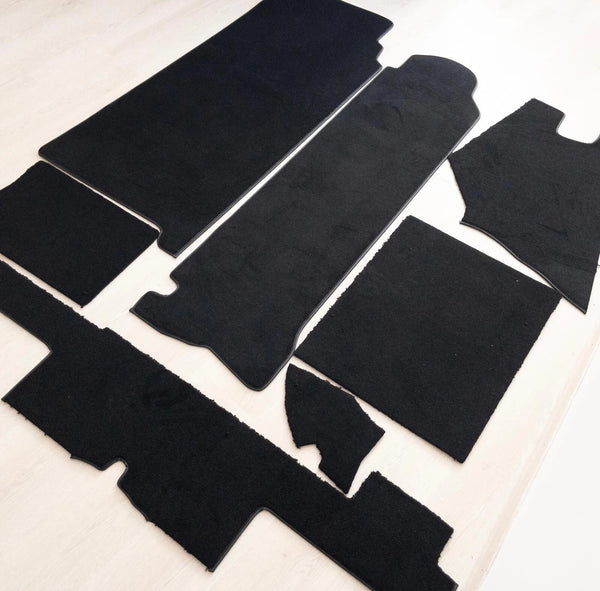MERCEDES R107 Trunk Carpet kit for 380SL 450SL 500LS 560SL VELOUR 7 pcs BLACK - Bazarry Auto
