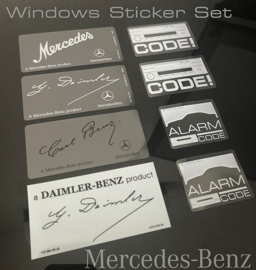 Windows Glass Decal Labels Set Stickers For Mercedes-Benz W126 W124 W201 R107.