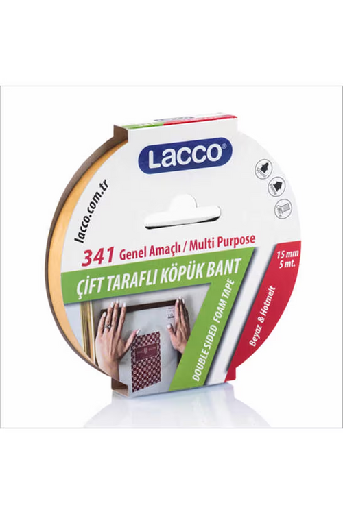 Lacco Çift Taraflı Köpük Bant 15Mmx5M  341