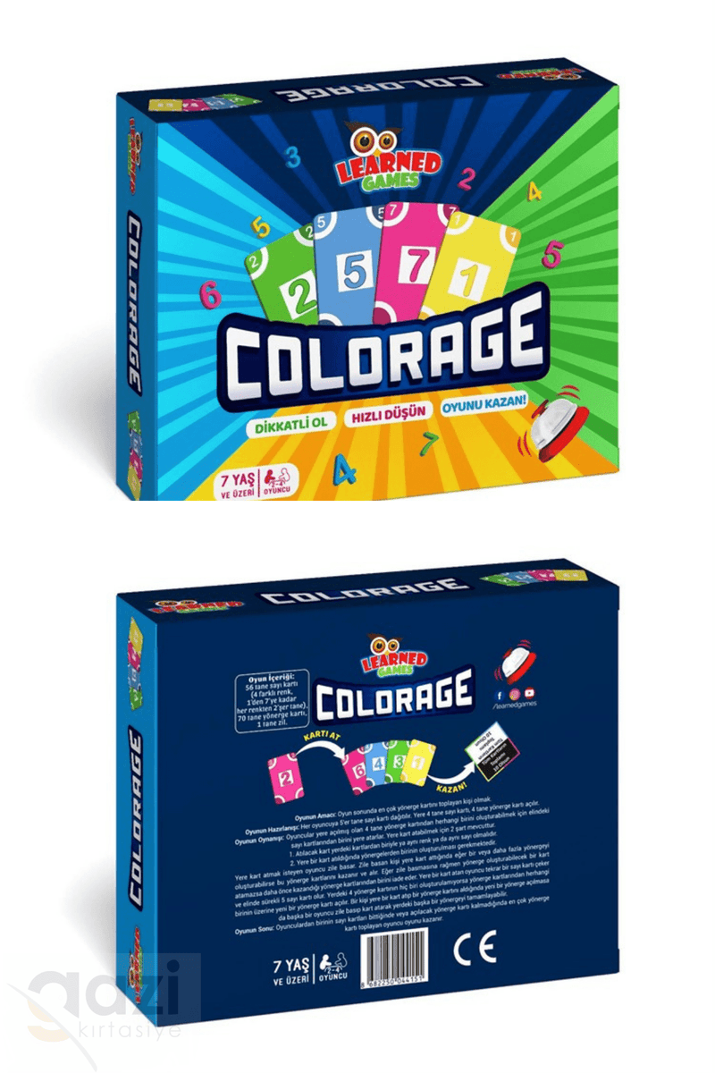 Colorage Dikkat Ve Zeka Oyunu 7 Yaş Üzeri - Learned Games / Dikkatli Ol, Hızlı Düşün, Oyunu Kazan + MES Akademi Eğitim Seti Hediye!
