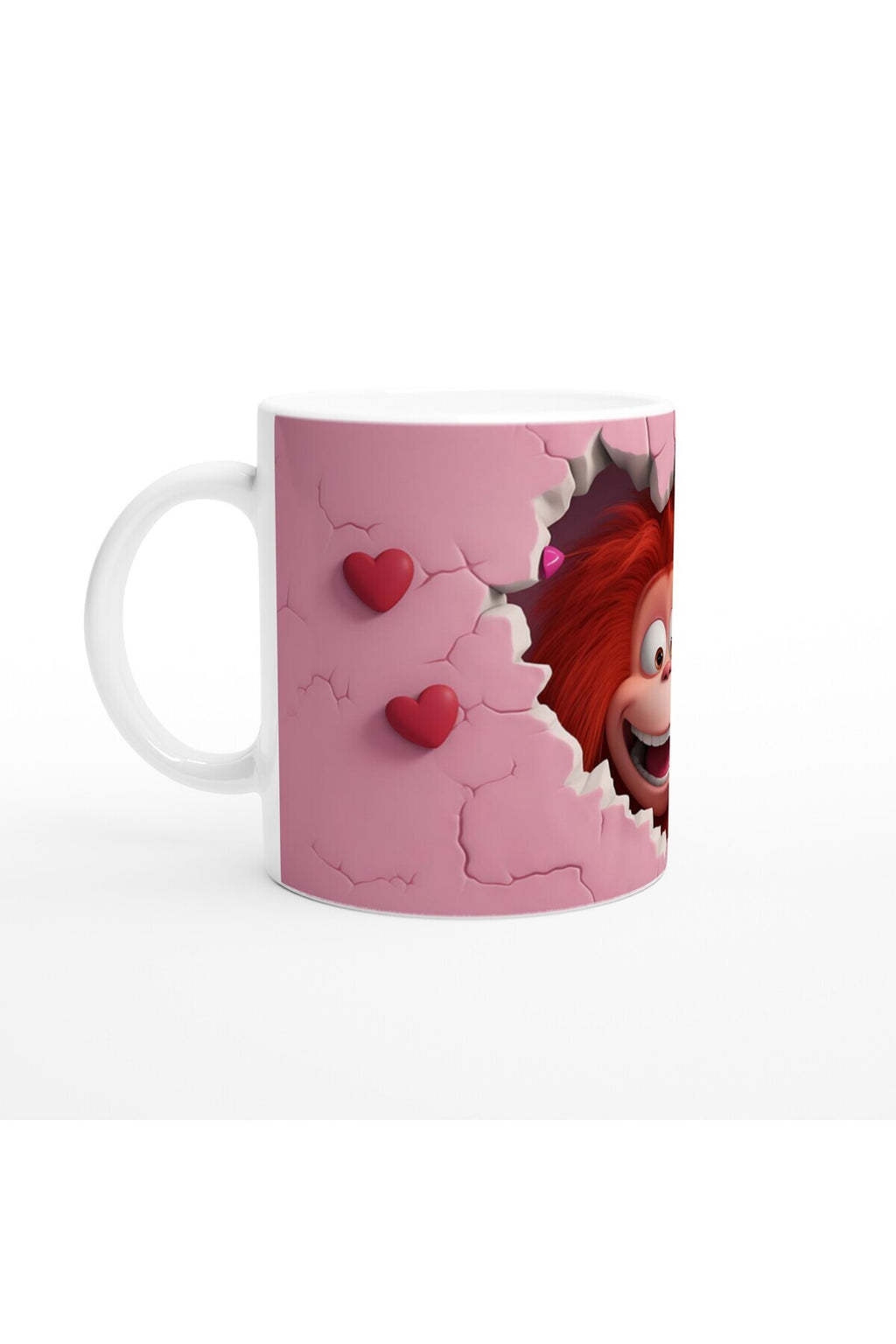 Pembe Kalpli Duvarı Yırtan Neşeli Orangutan Temalı Baskılı Kupa Bardak