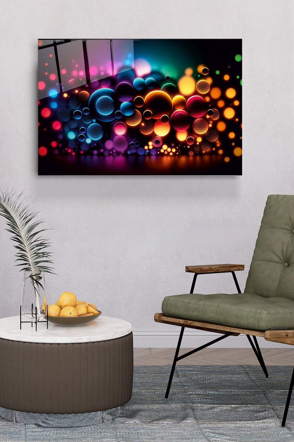 Colored Bubbles Cam Tablo, Dekoratif Cam Tablo (80 x 120)