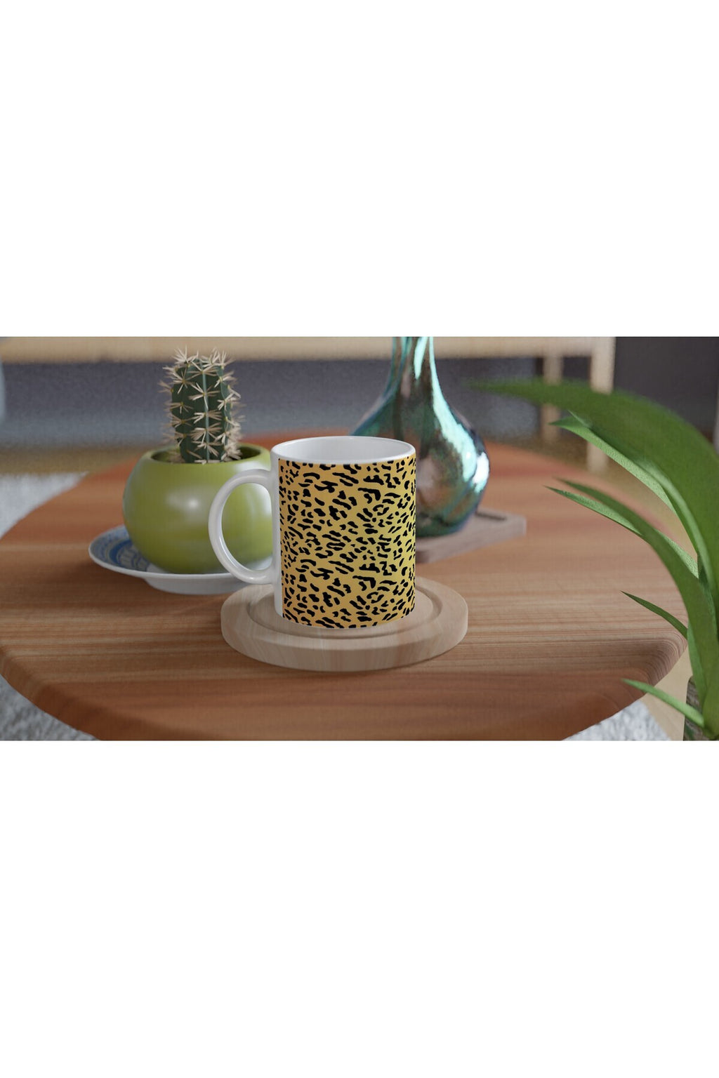 Leopar Desenli Modern Tarz Baskılı Kupa Bardak