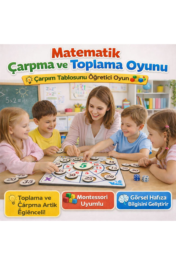 MES Akademi Yapay Zeka Eğitim Seti Hediyeli Çarpma ve Toplama Oyunu, Eğitici Matematik Materyali, Montessori Uyumlu