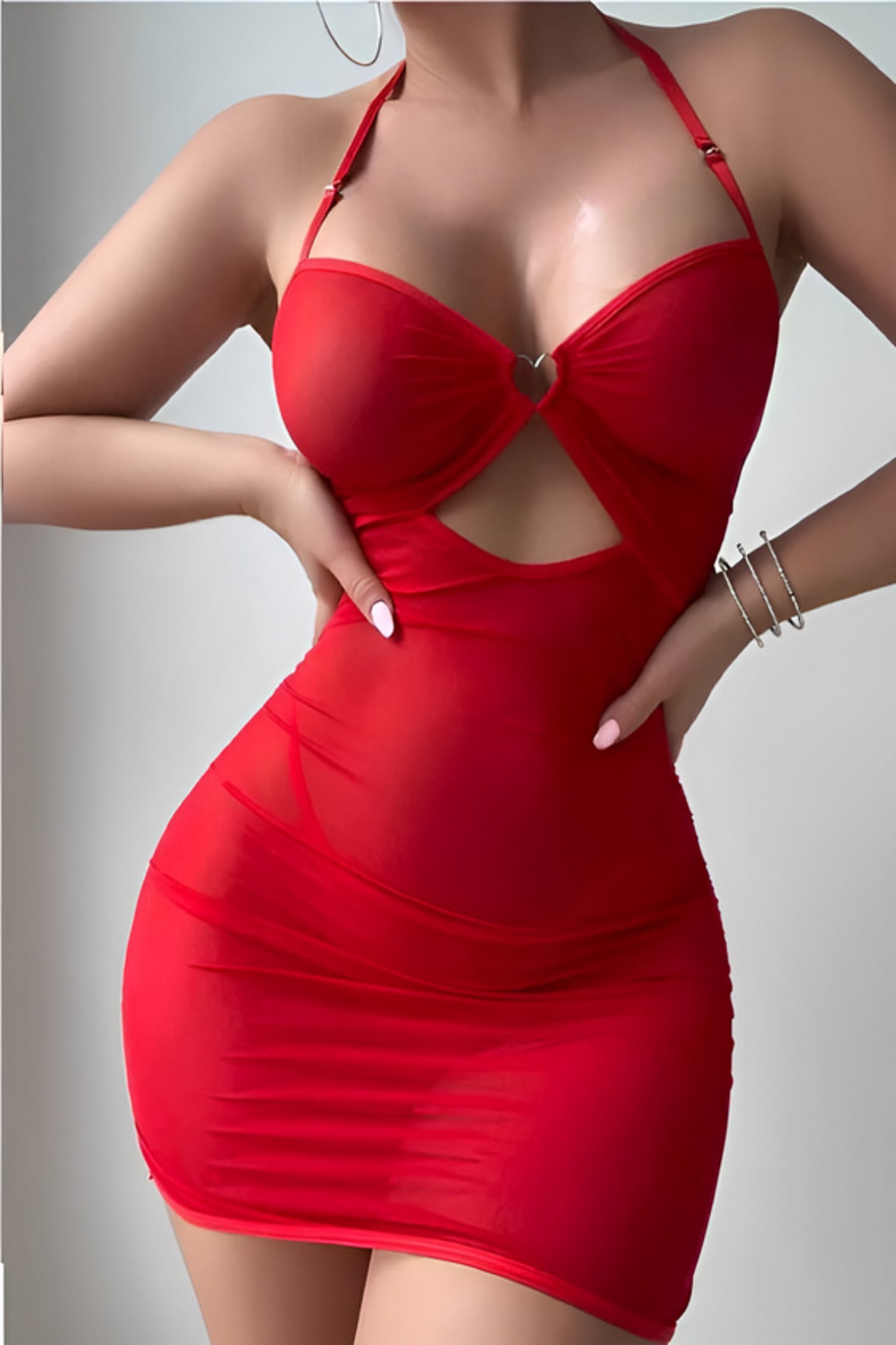 Kırmızı Fantezi Babydoll Dantel Detaylı Kadın İç Giyim