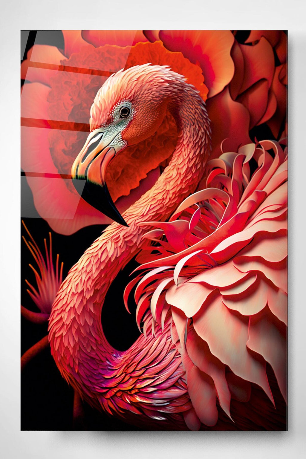 Flamingo Cam Tablo, Dekoratif Cam Tablo (70 x 105)