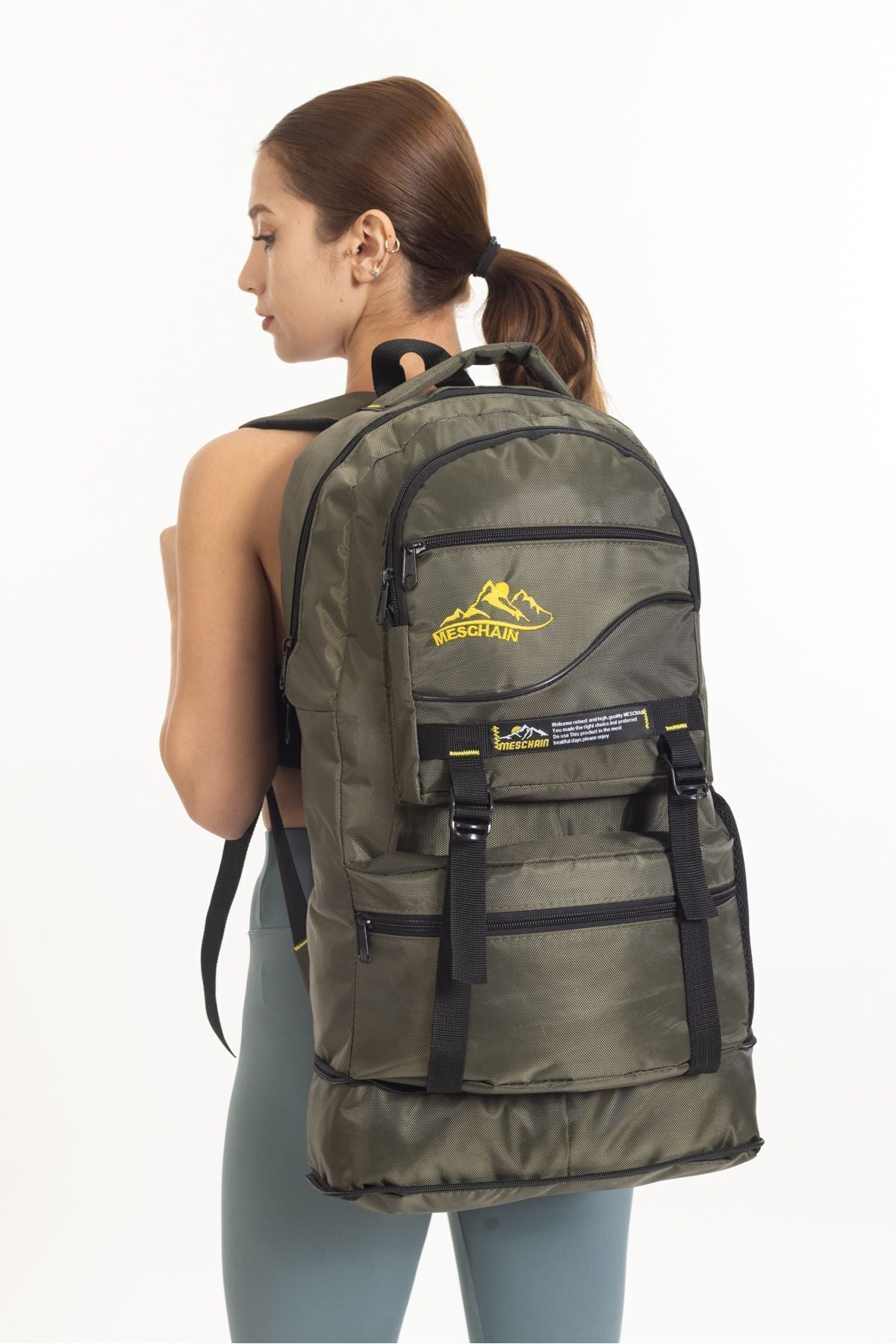 Haki Haki Litre Körüklü Dağcı Sırt Çantası Çok Gözlü Kampçı Seyahat Dağcı Outdoor 55 10