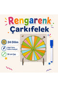 24 Dilim Renkli Çarkıfelek Ahşap Eğitim Çarkı [Kod: VOLEE-1142350766] (MES Akademi Hediyeli)