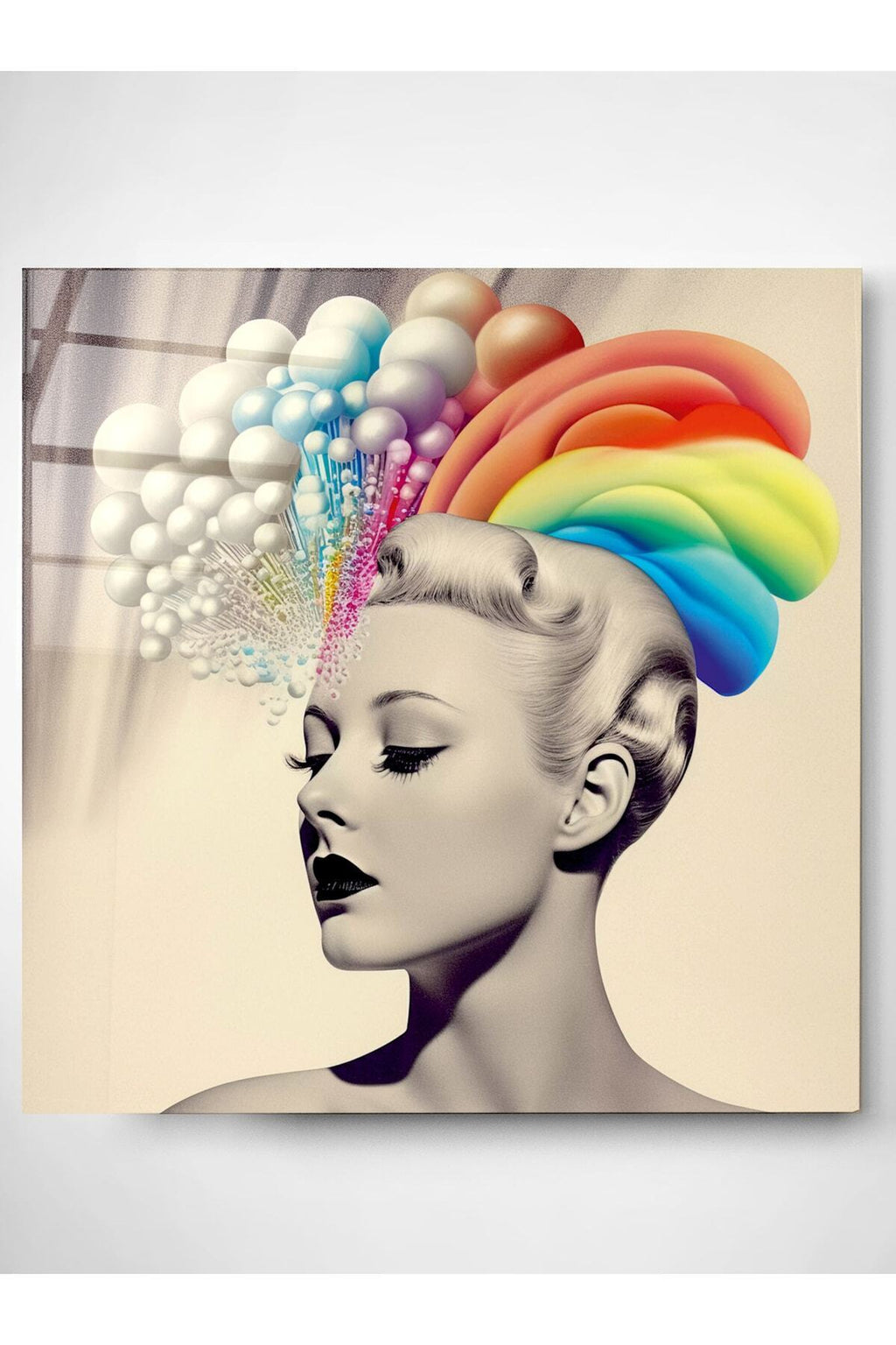 Colorful Woman Cam Tablo, Dekoratif Cam Tablo