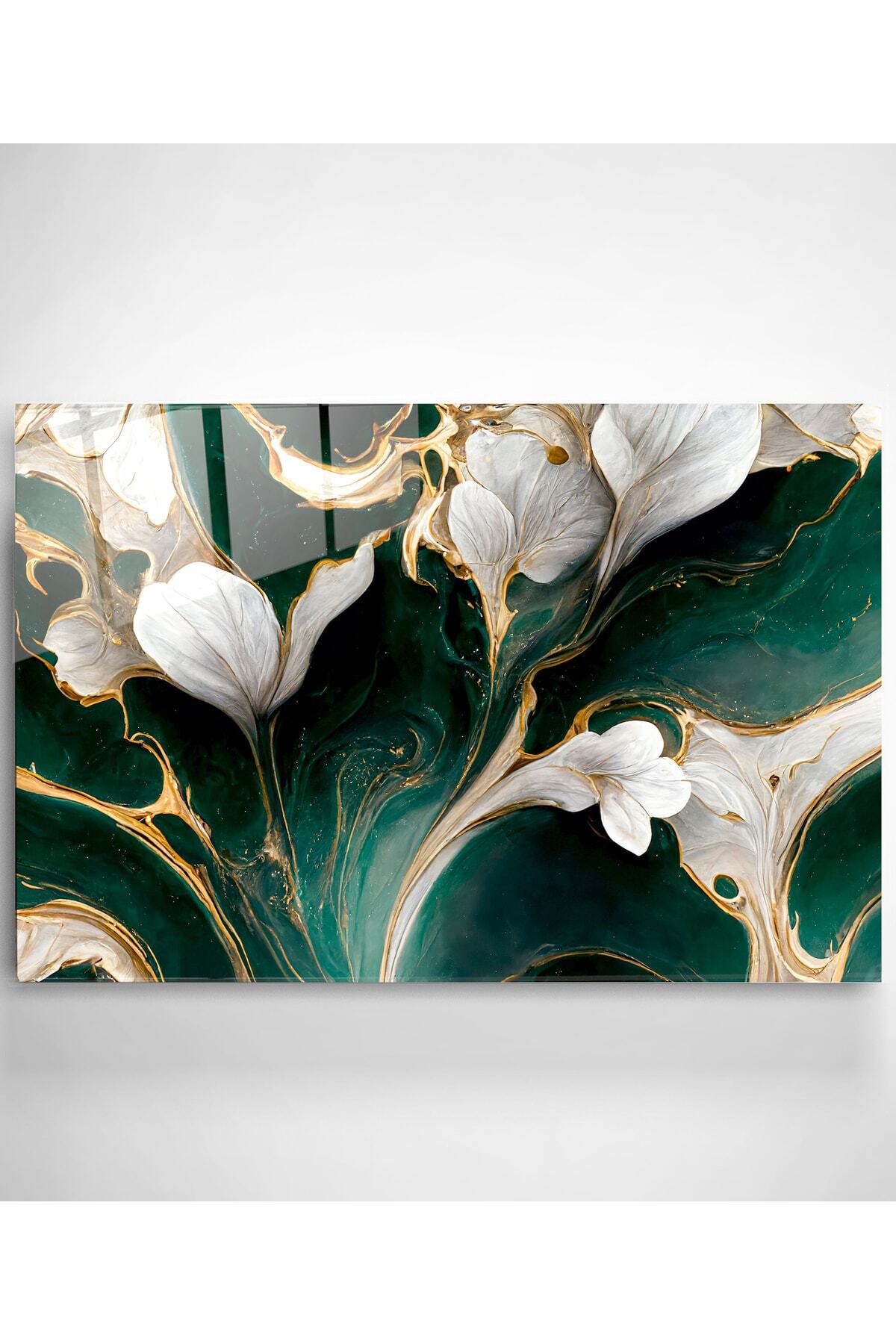 White And Green Cam Tablo, Dekoratif Cam Tablo