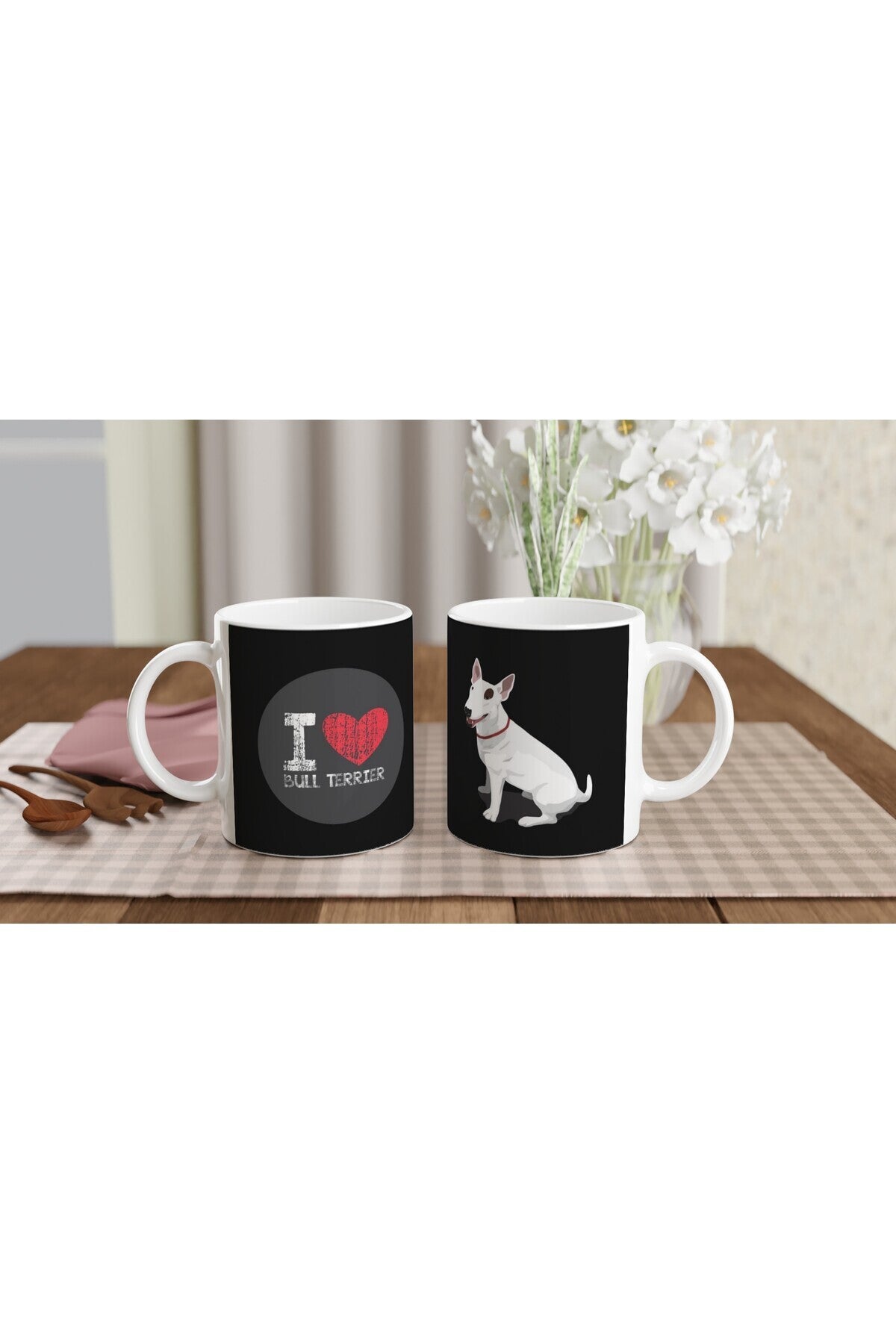 I Love Bull Terrier Temalı Baskılı Kupa Bardak-2