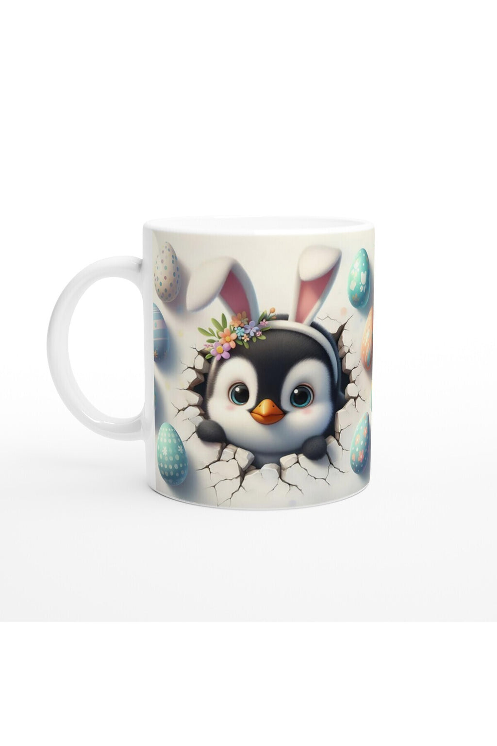 Tavşan Kulaklı Penguen Temalı Baskılı Kupa Bardak