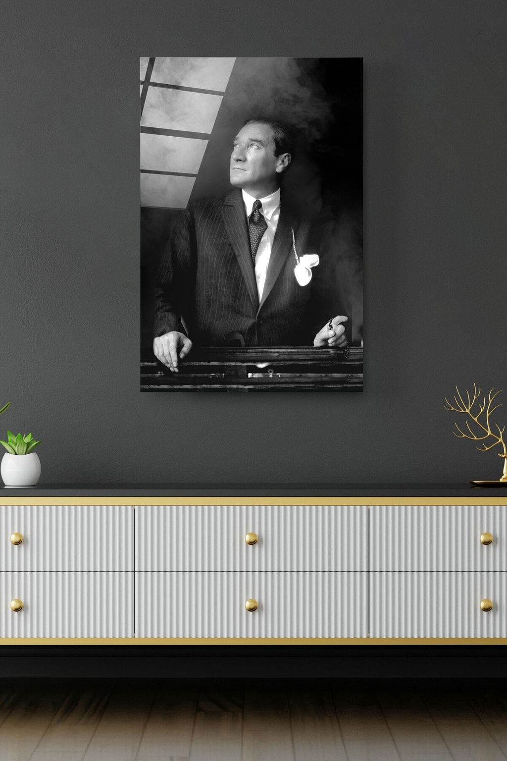 Dekoratif Atatürk Dekoratif Cam Tablo (80 x 120)