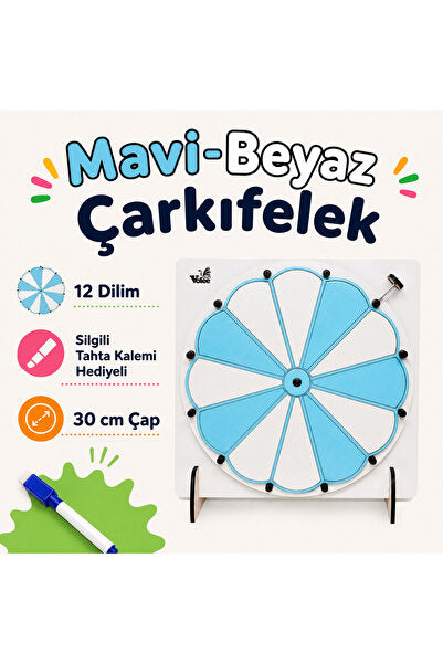 Mavi Beyaz Çarkıfelek Ahşap Eğitici Oyun [Kod: VOLEE-1105319138] (MES Akademi Hediyeli)