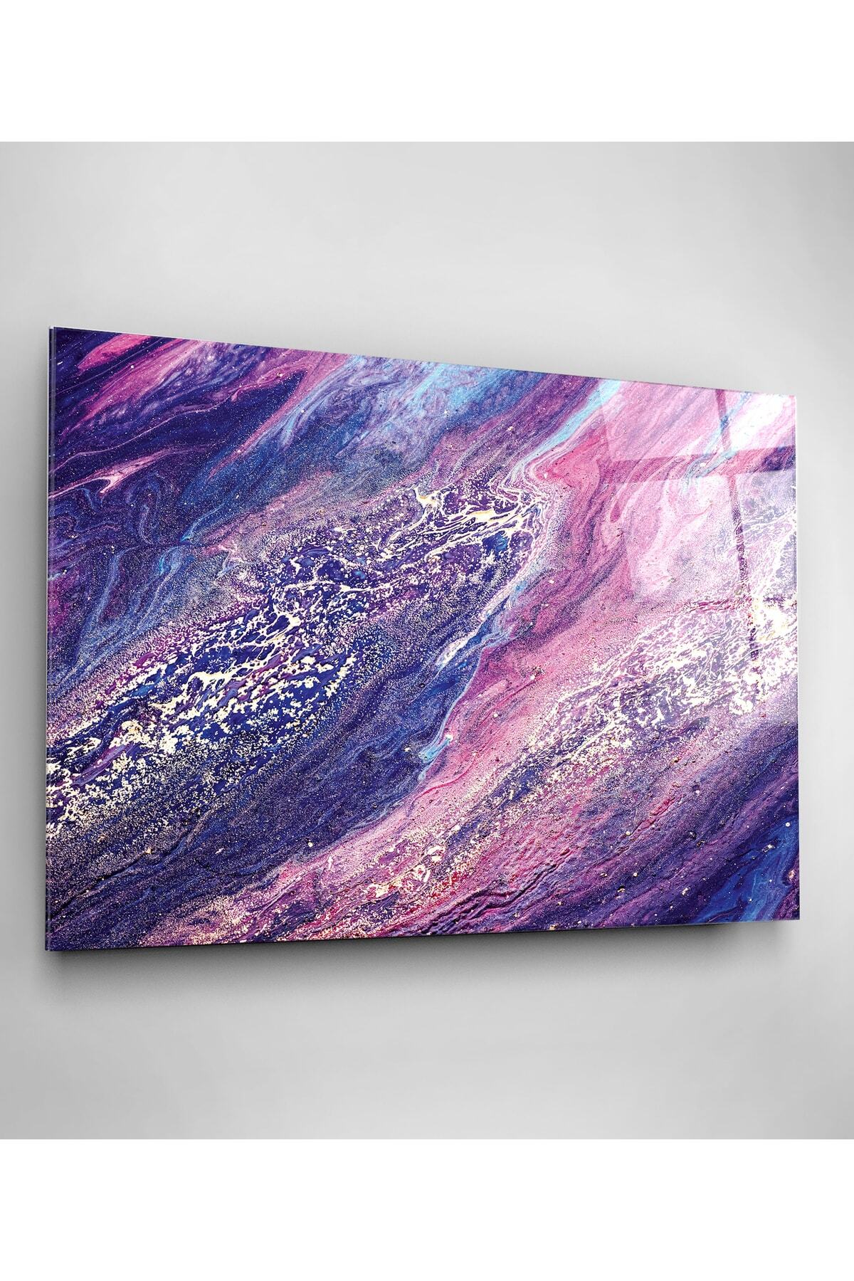 Purple And Pink Cam Tablo, Dekoratif Cam Tablo (60 x 90)