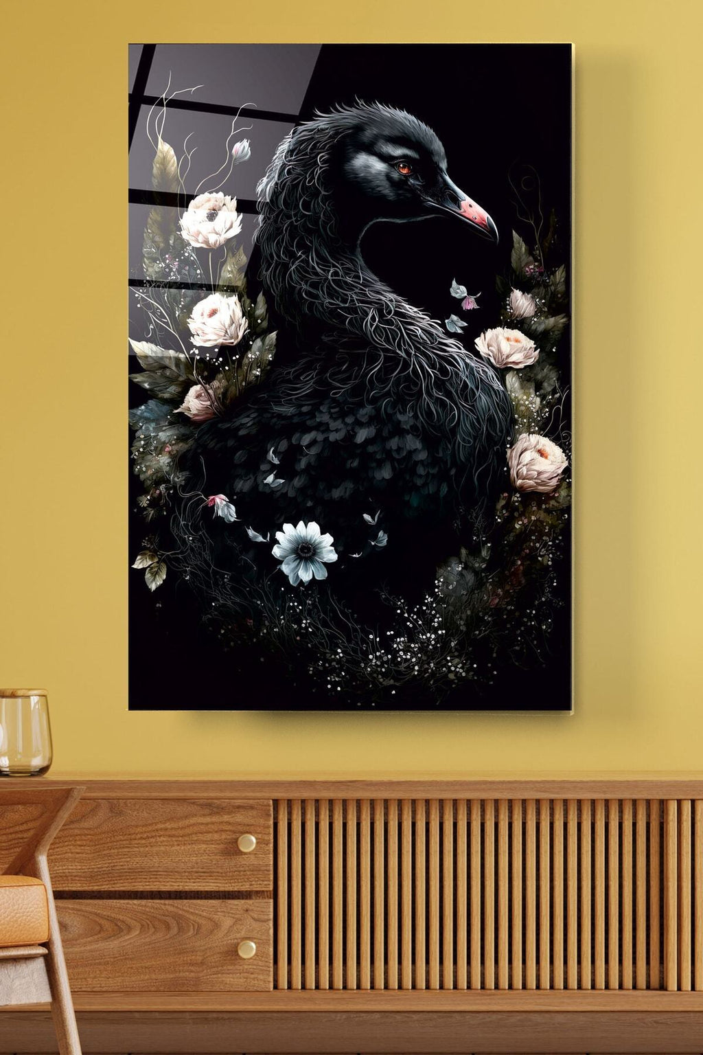 Dekoratif Rokoko Tarzı Kedi Dekoratif Cam Tablo (50 x 70)