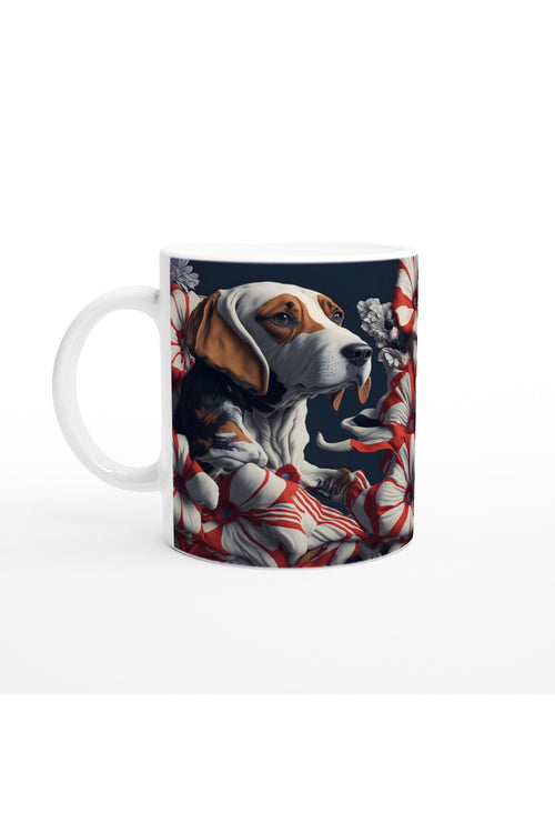 Çiçekler Arasında Basset Hound Temalı Baskılı Kupa Bardak