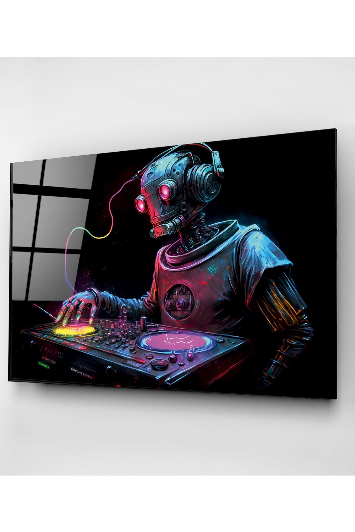 Dj Robot Cam Tablo, Dekoratif Cam Tablo