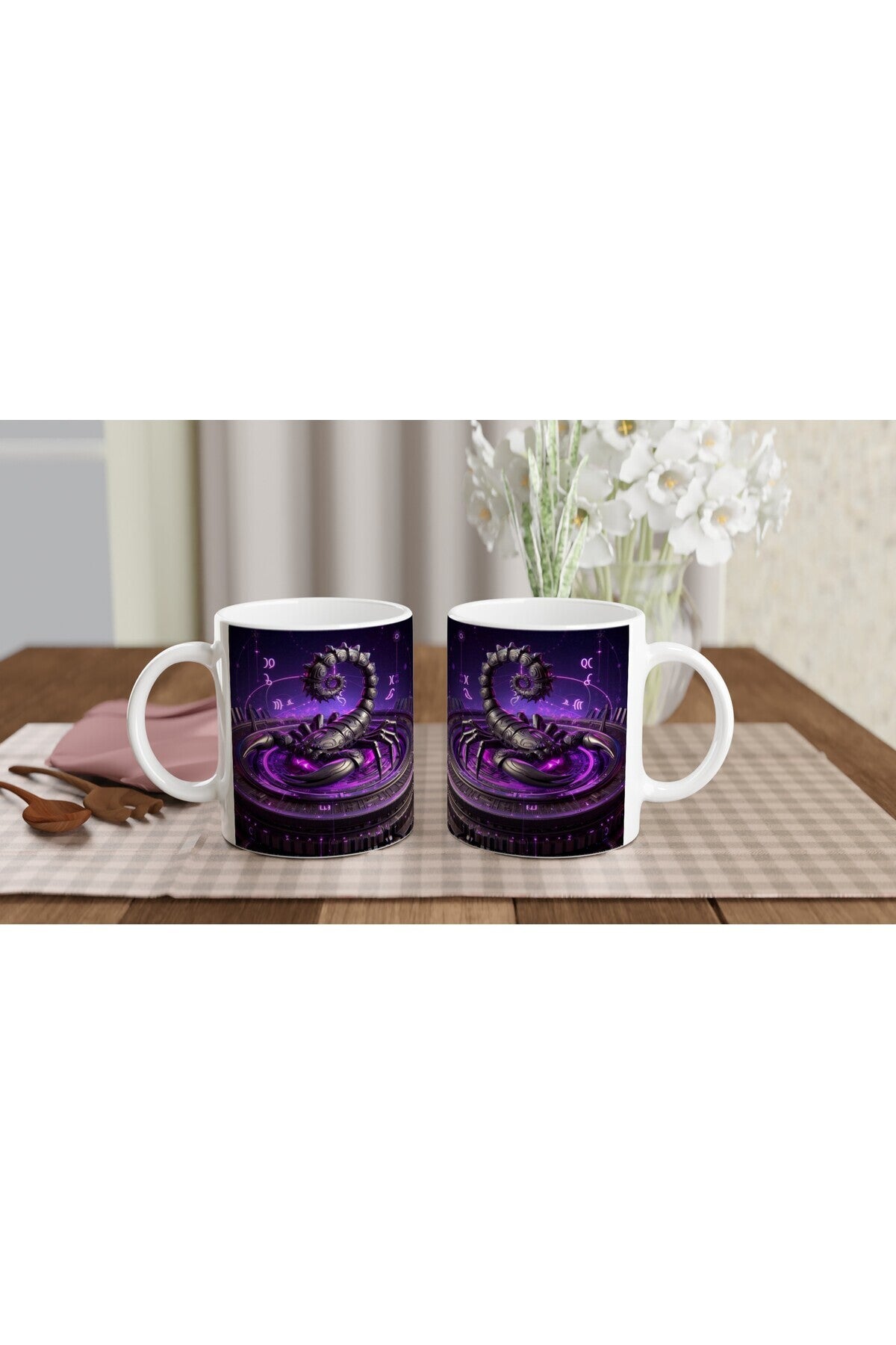 Akrep Burcu Baskılı Kahve Kupası - Zamanın Çarkları Astroloji Mekanizması Vs4