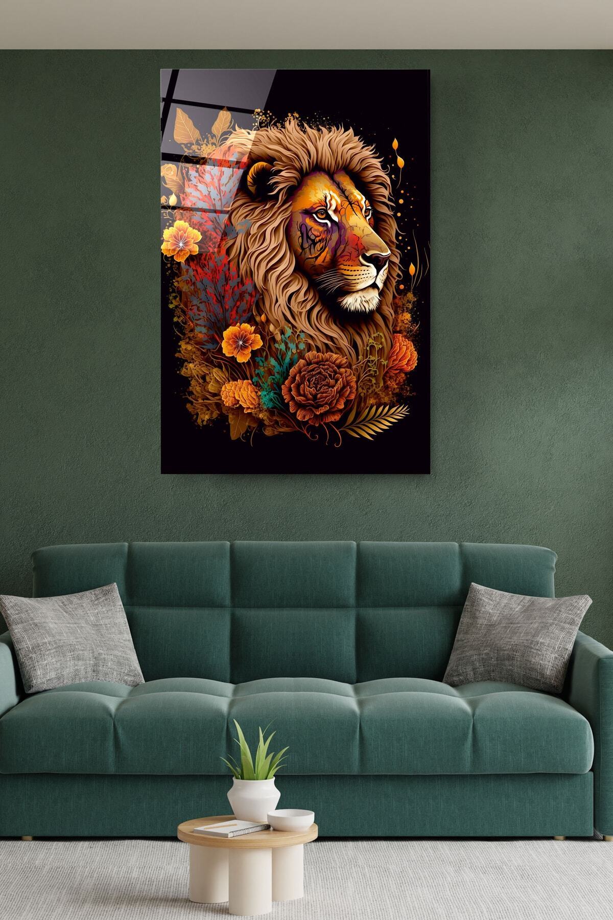 Lion Cam Tablo, Dekoratif Cam Tablo (30 x 50)