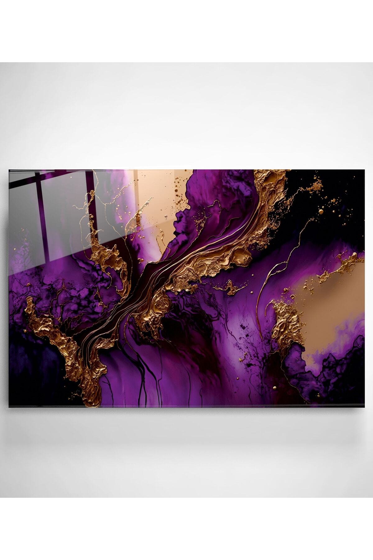 Dekoratif Soyut Dekoratif Cam Tablo (30 x 50)