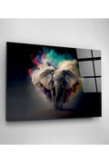 Dekoratif Colorful Elephant Dekoratif Cam Tablo