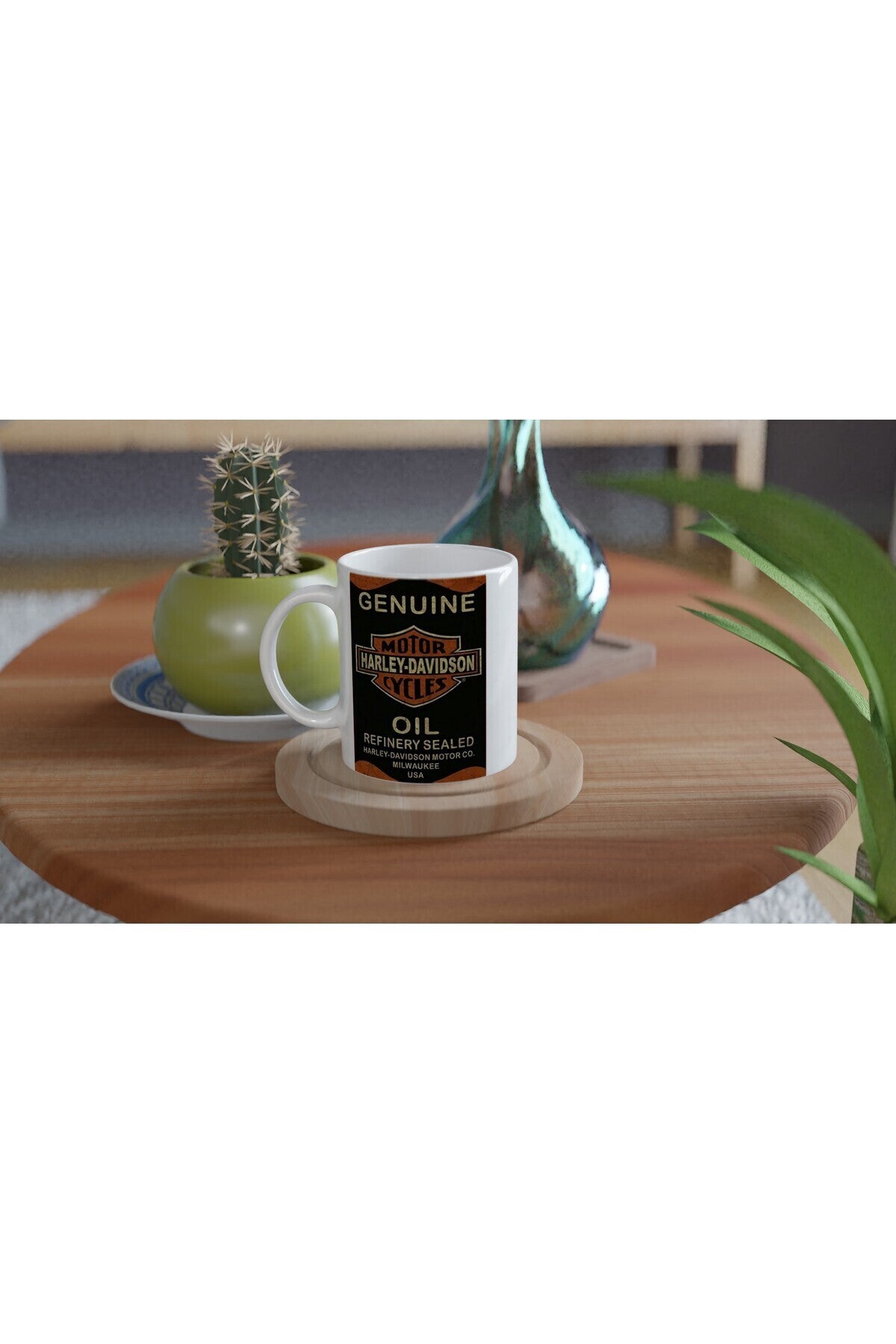 Harley-Davidson Genuine Oil Temalı Retro Kupa Bardak
