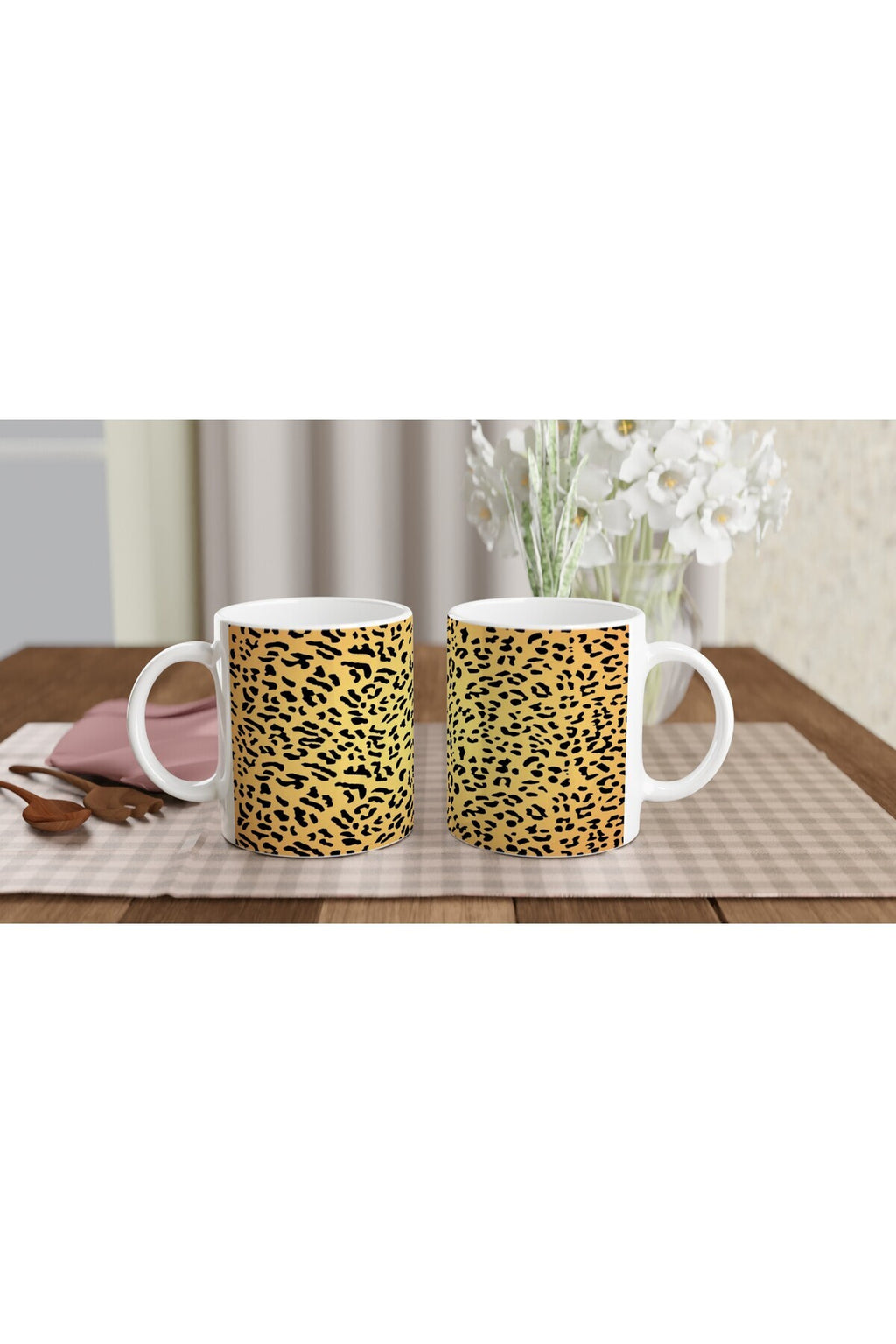 Leopar Desenli Modern Tarz Baskılı Kupa Bardak