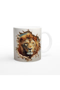 Aslanın Gücü Duvarı Delen Baskılı Kupa Bardak