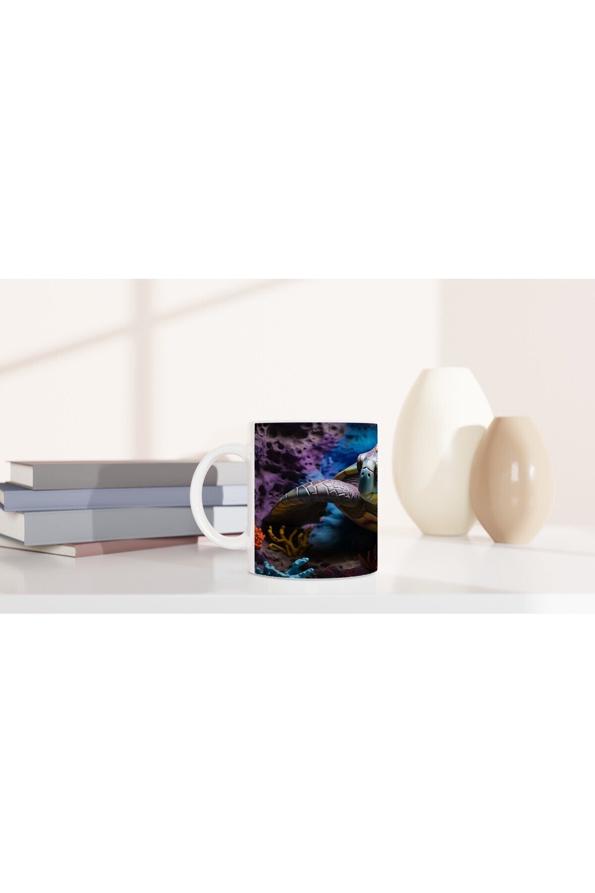 Renk Cümbüşü İçindeki Deniz Kaplumbağası Kupa Bardak