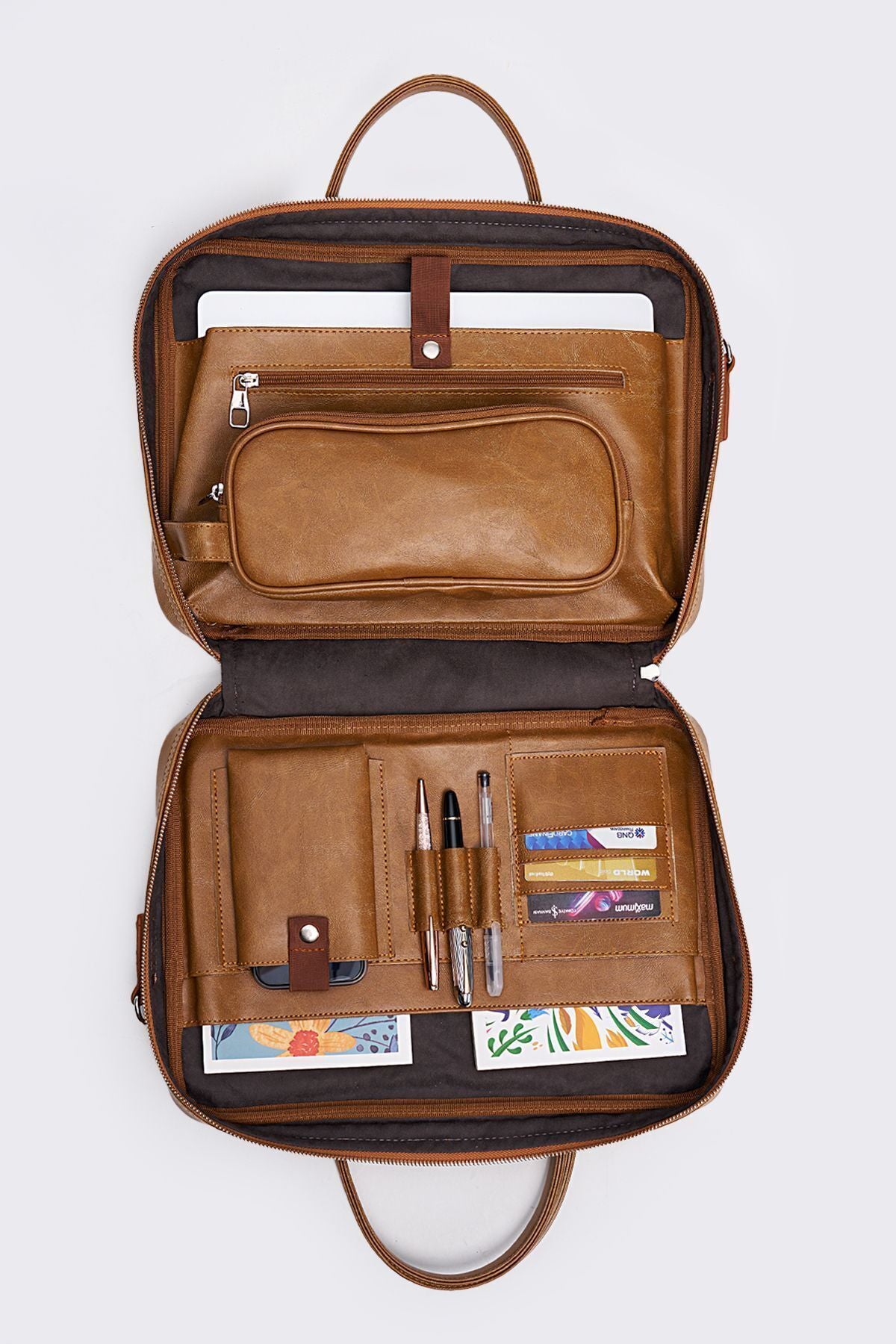 Crazy Taba Renk Macbook Organizer 13 ve 14 İnç Laptop Evrak Çantası