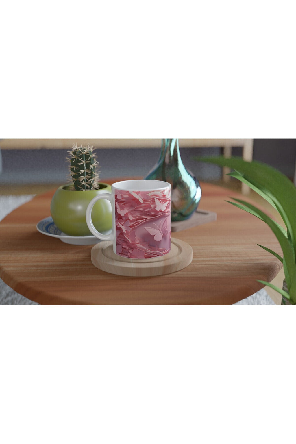 Pembe Rüyalar Kelebek Temalı Baskılı Kupa Bardak