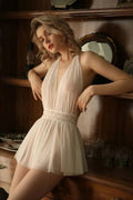 Beyaz Babydoll Dantel Detaylı Kadın İç Giyim