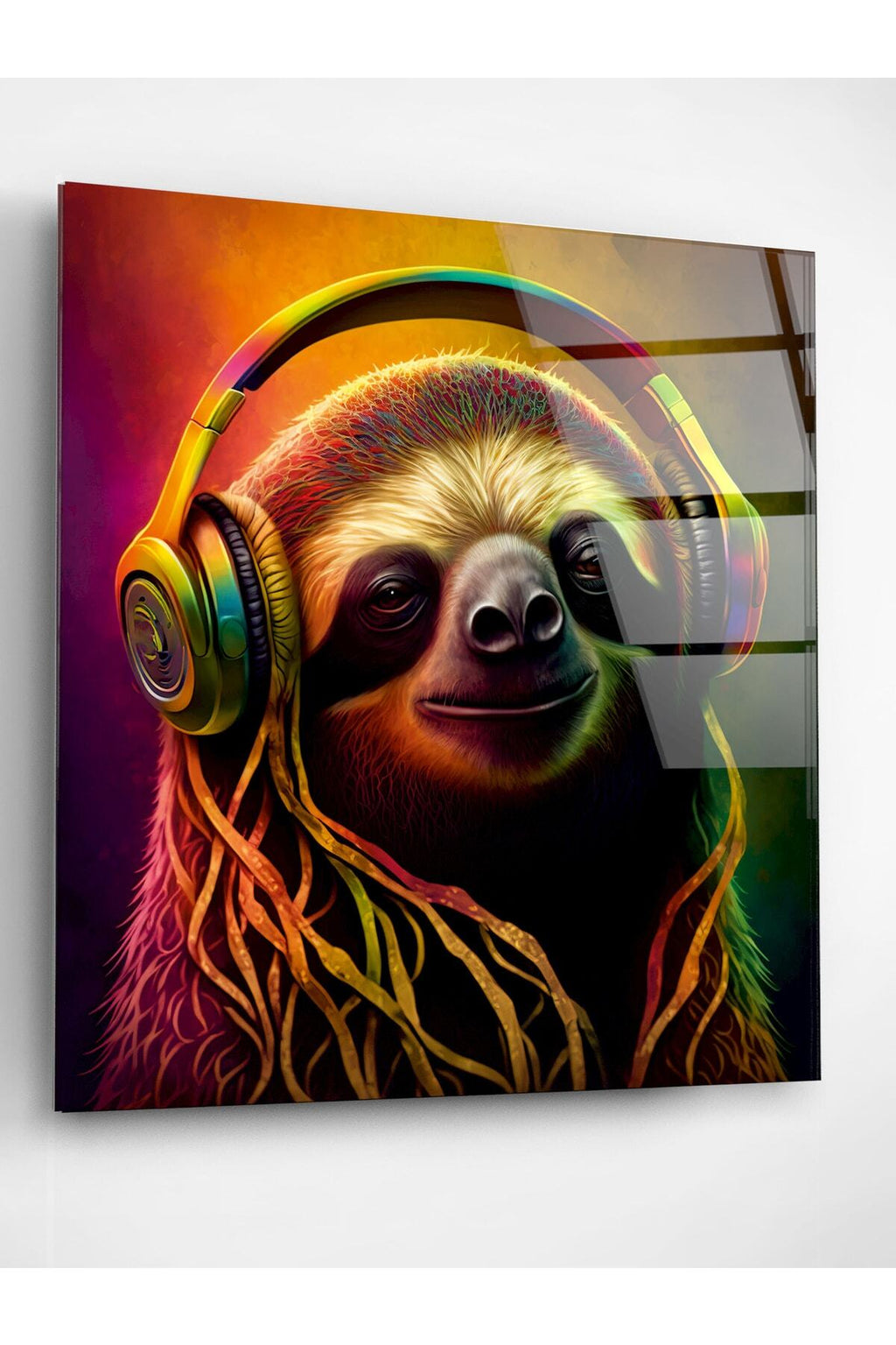 Neon Sloth Cam Tablo, Dekoratif Cam Tablo