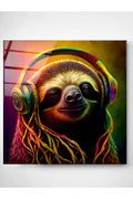 Neon Sloth Cam Tablo, Dekoratif Cam Tablo