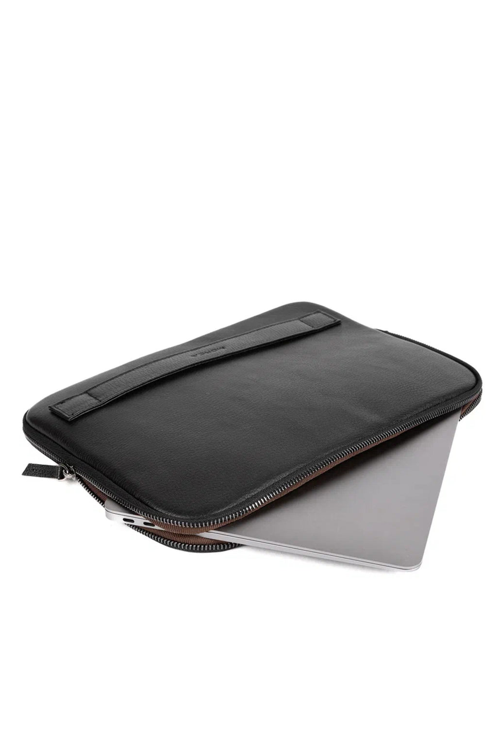 Crazy Siyah Naturel Hakiki Deri Macbook Air Pro 13 ve 13.3 İnç Laptop Kılıfı