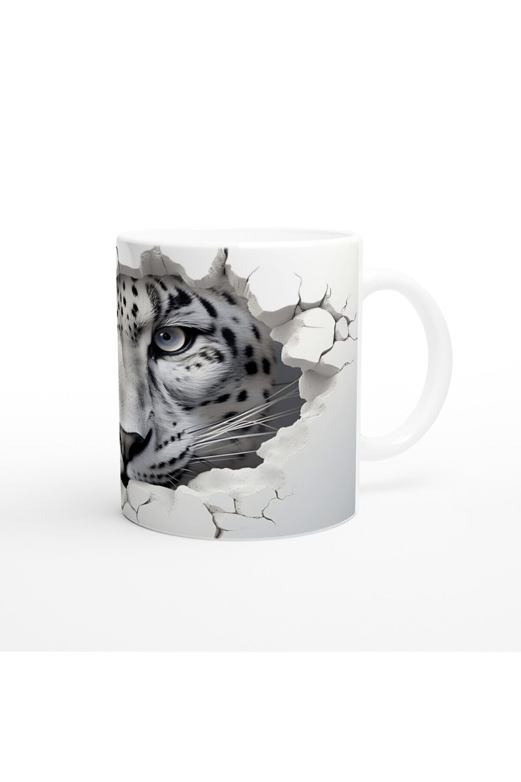 Buz Gibi Bakışlı Kar Leoparı Desenli Baskılı Kupa Bardak