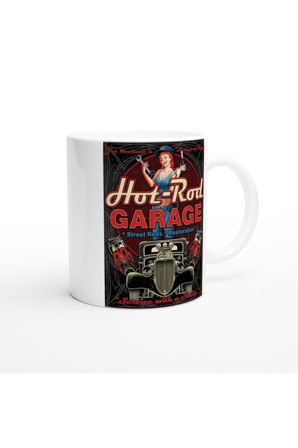 Hot-Rod Mekanik Temalı Retro Kupa Bardak