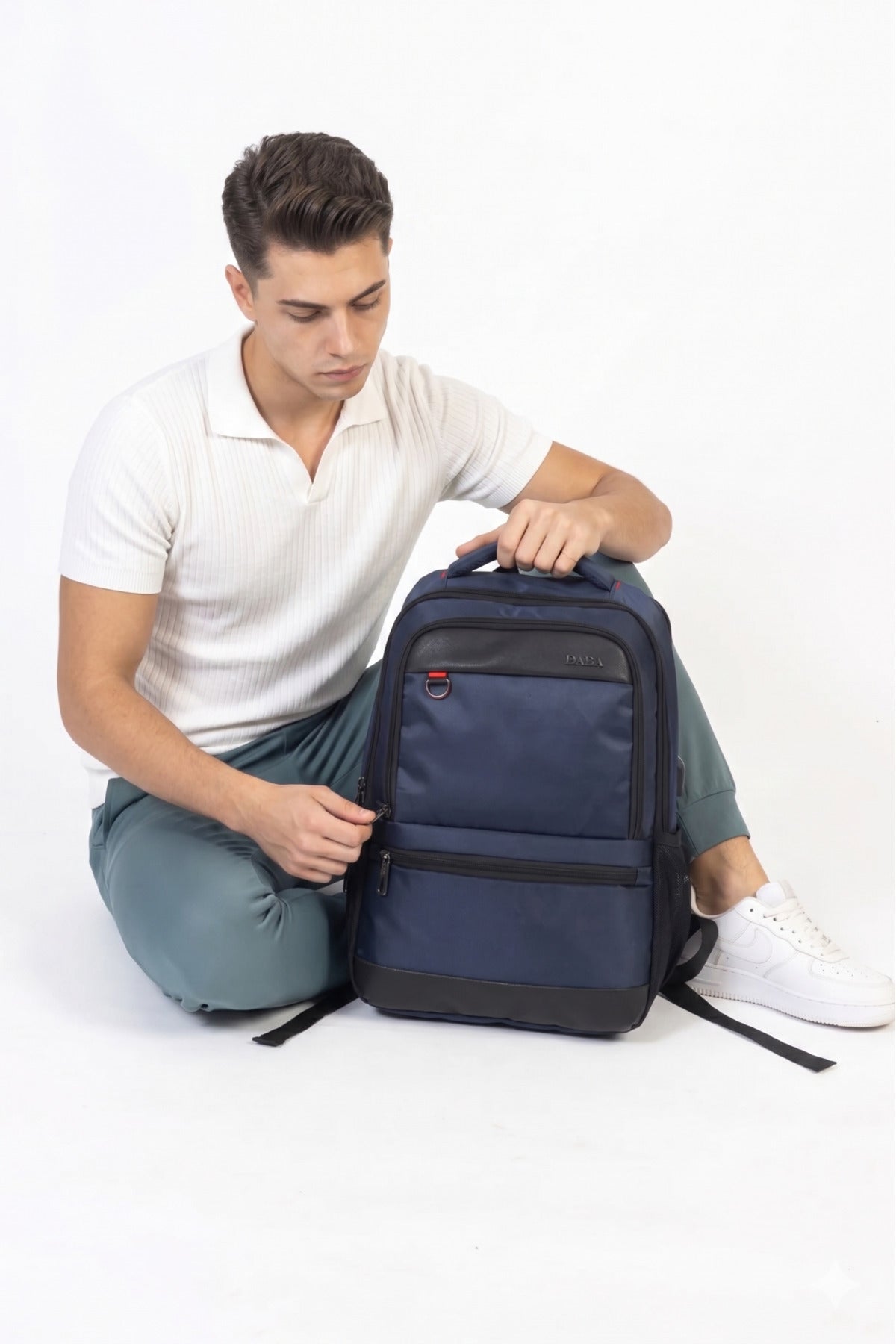 Lacivert -Körüklü Laptop Bölmeli 14.6 inç Okul ve Günlük Kullanım Sırt Çanta Tekstil