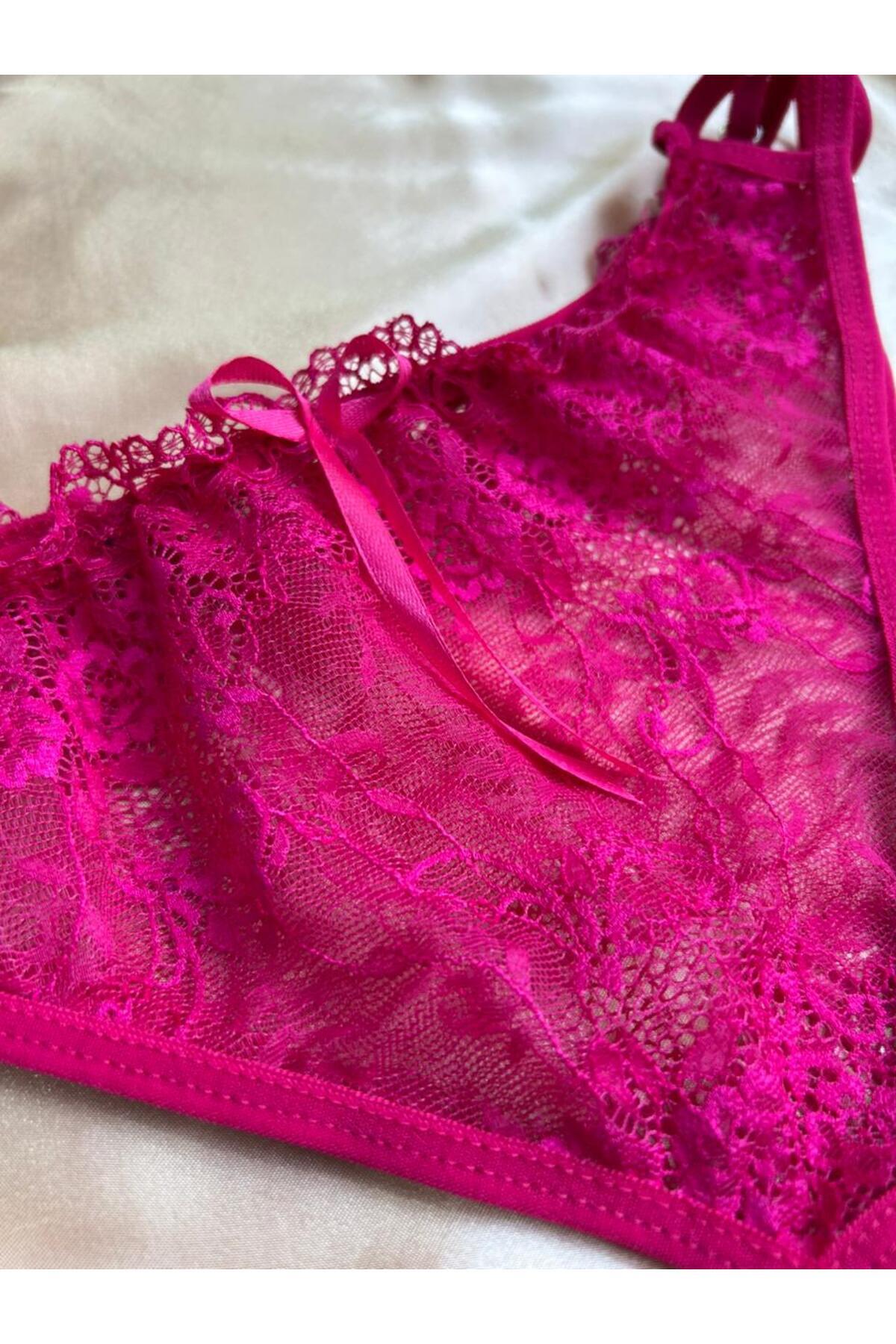 Pembe Fantezi Külot Dantel Detaylı Kadın İç Giyim