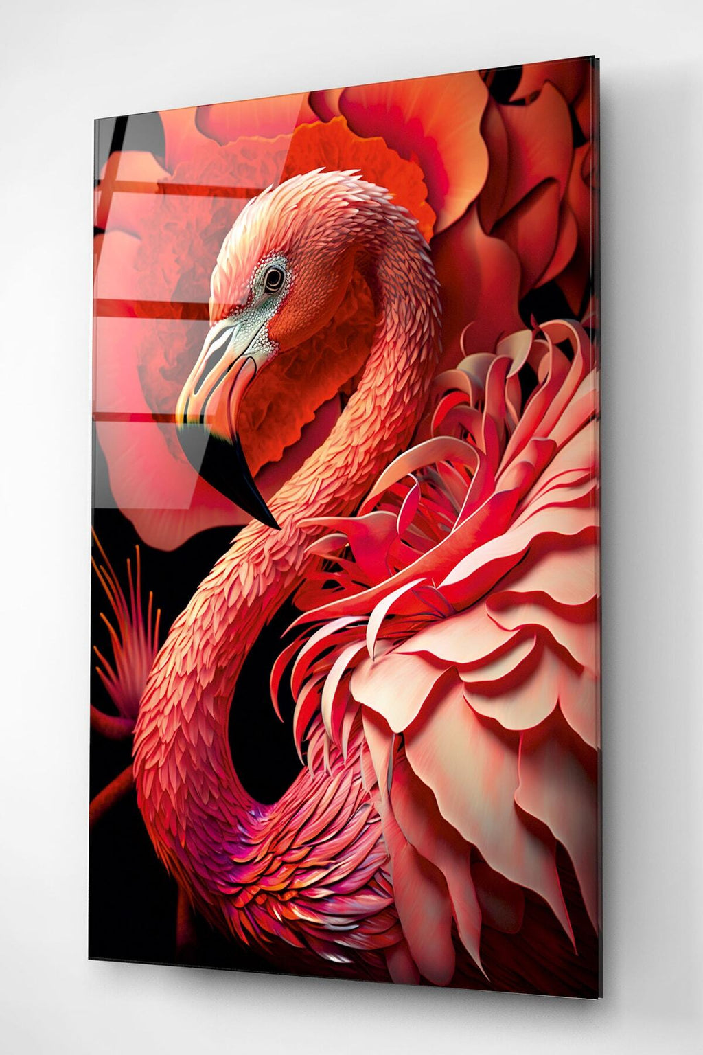 Flamingo Cam Tablo, Dekoratif Cam Tablo (30 x 50)