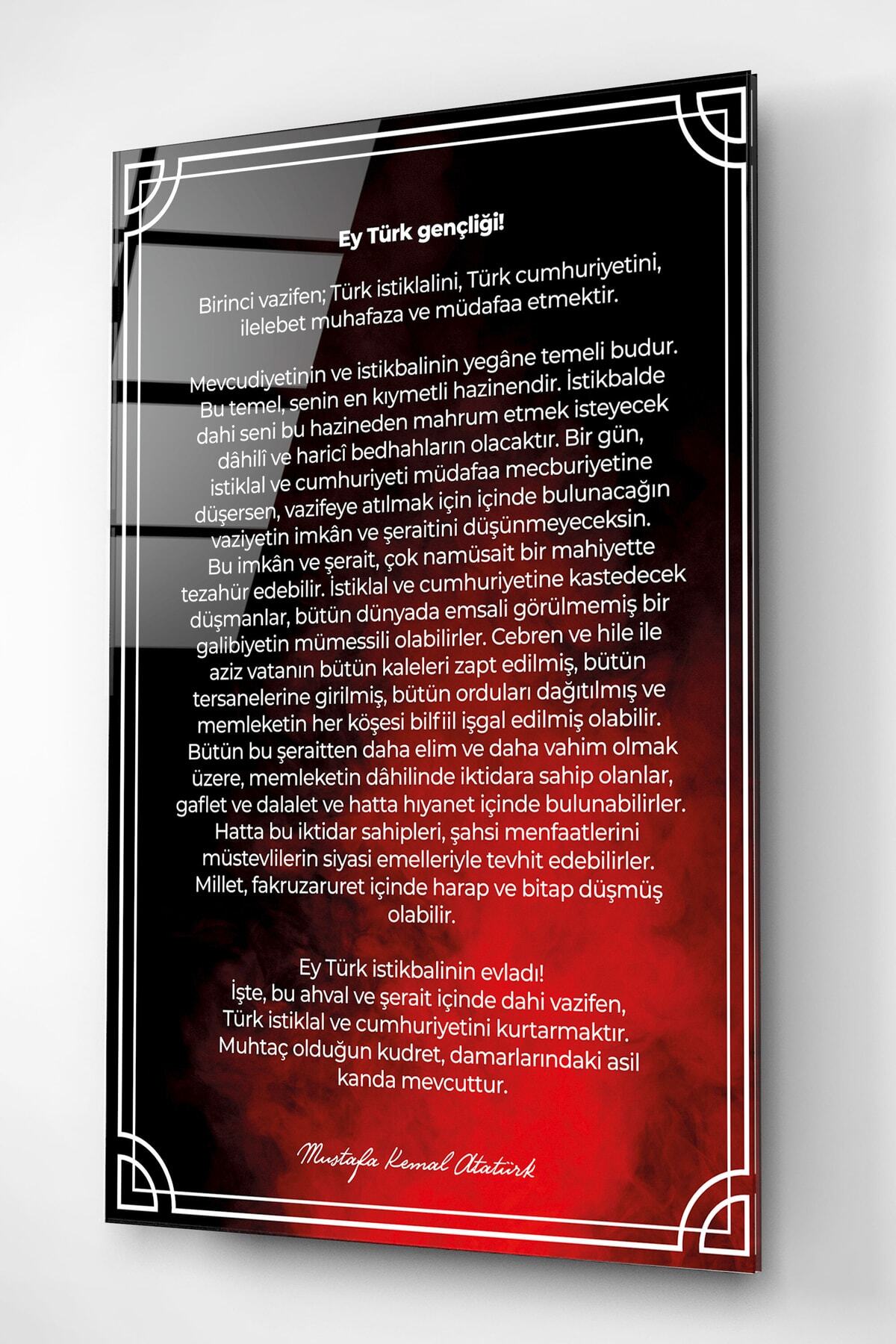 Atatürk'ün Gençliğe Hitabesi Cam Tablo, Dekoratif Cam Tablo