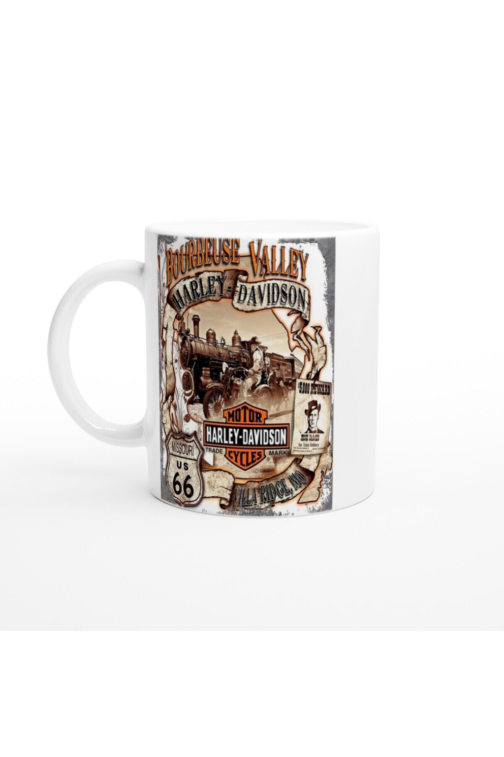 Bourbeuse Valley Harley-Davidson Rota 66 Temalı Kupa Bardak