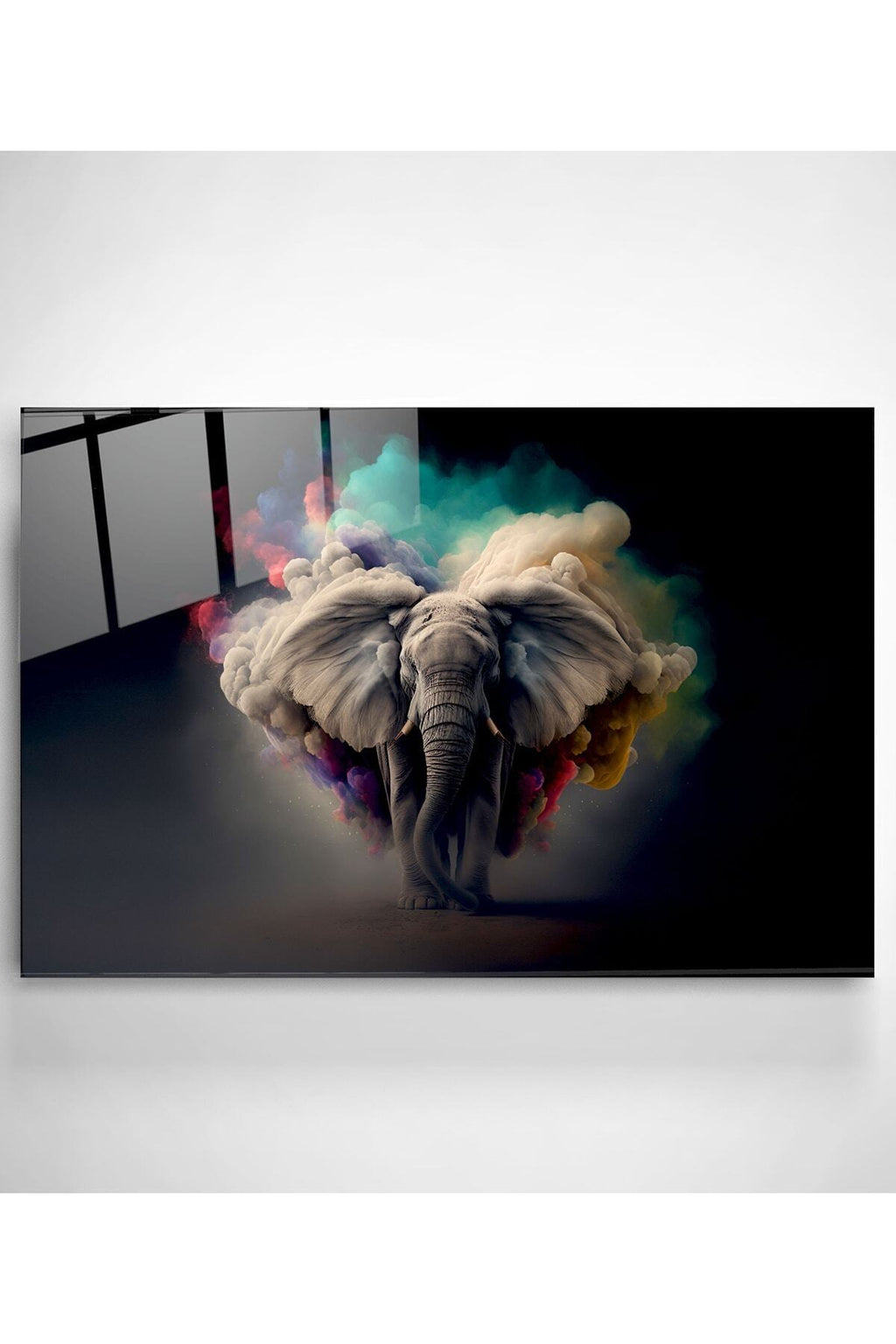 Dekoratif Colorful Elephant Dekoratif Cam Tablo (30 x 50)